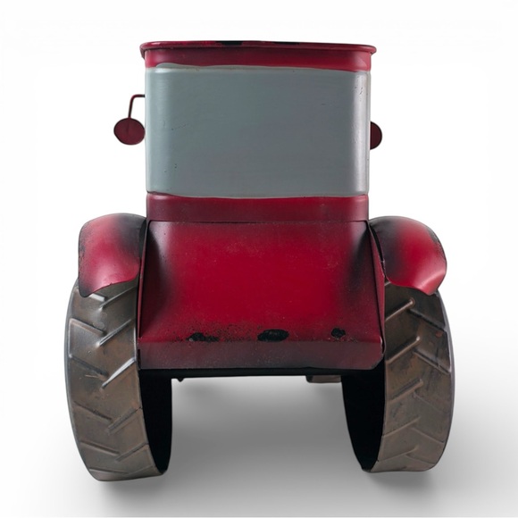 Vintage-Style Red Metal Tractor Decorative Planter & Desk Caddy - 10" Long - Picture 3 of 7